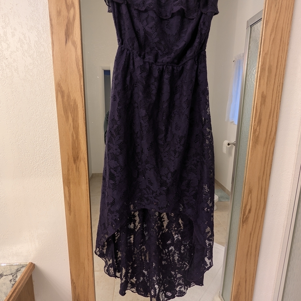 Trixxi Dark Purple Lace High-Low Dress